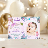 Meerjungfrau 1. Geburtstag Party Einladung