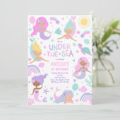 Meerjungfrau 1. Geburtstag Party Einladung (Stehend Vorderseite)