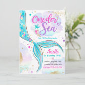 Meerjungfrau 1. Geburtstag Party ONEder Meerjungfr Einladung (Stehend Vorderseite)