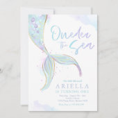 Meerjungfrau 1. Geburtstag Party ONEder Meerjungfr Einladung (Vorderseite)