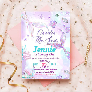 Meerjungfrau 1. Geburtstag Party ONEder Sea Einladung