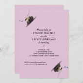 Meerjungfrau 1. Geburtstag Party Strand Einladung (Vorne/Hinten)