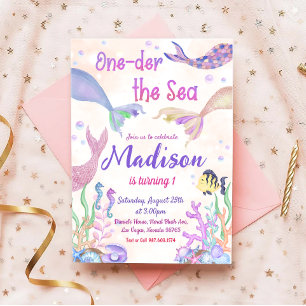 Meerjungfrau 1. Geburtstag Party unter dem Party Einladung