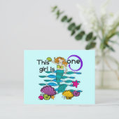 Meerjungfrau 1. Geburtstag Tshirts und Geschenke Postkarte (Stehend Vorderseite)