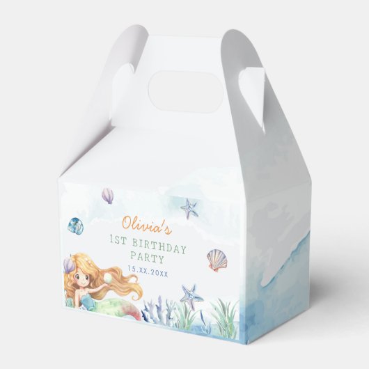 Meerjungfrau 1. Geburtstag unter dem Party Geschenkschachtel (Vorderseite)