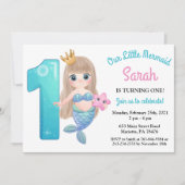 Meerjungfrau 1. Geburtstagsfeier Party Einladung (Vorderseite)