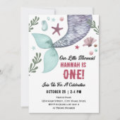 Meerjungfrau 1. Geburtstagssee Einladung (Vorderseite)