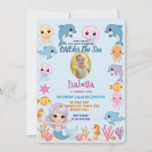 Meerjungfrau 1. Party Foto ONEder The Sea Geburtst Einladung (Vorderseite)