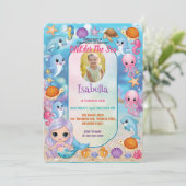 Meerjungfrau 1. Party Foto unter dem Meeresgeburts Einladung (Stehend Vorderseite)