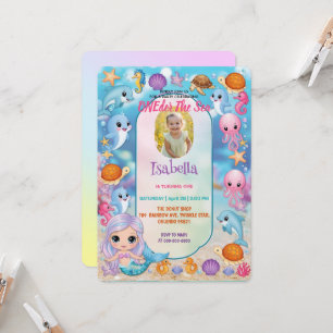 Meerjungfrau 1. Party Foto unter dem Meeresgeburts Einladung