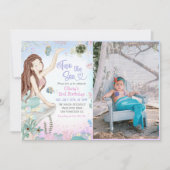 Meerjungfrau 2. Geburtstag 2. Foto des Party Einladung (Vorderseite)