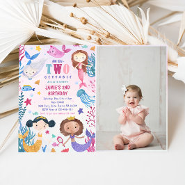 Meerjungfrau 2. Geburtstag Party Foto Einladung