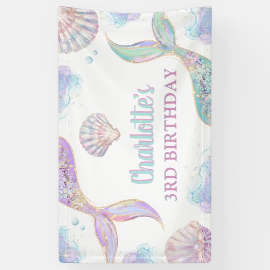 Meerjungfrau 3. Geburtstag Banner (Vertikal)