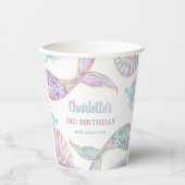 Meerjungfrau 3. Geburtstag Pappbecher (Vorderseite)