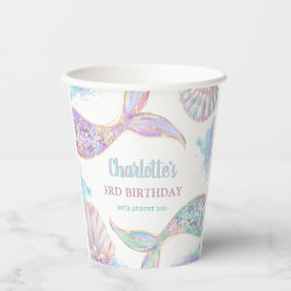 Meerjungfrau 3. Geburtstag Pappbecher