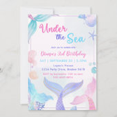 Meerjungfrau 3. Geburtstag unter dem Party Einladung (Vorderseite)