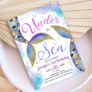 Meerjungfrau 3. Geburtstagskind Einladung