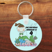 Meerjungfrau 4. Geburtstag T - Shirt und Geschenke Schlüsselanhänger (Vorderseite)