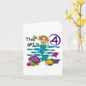 Meerjungfrau 4. Geburtstag Tshirts und Geschenke Karte (Gelbe Blume)