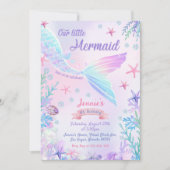 Meerjungfrau 4. Geburtstag Unser kleines Meerjungf Einladung (Vorderseite)
