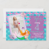 Meerjungfrau 4. Geburtstagsausschreibung Einladung (Vorderseite)