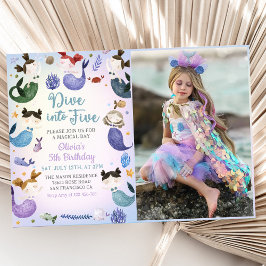 Meerjungfrau 5. Geburtstag Tauchen bis 5 Party Fot Einladung