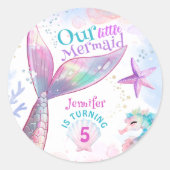 Meerjungfrau 5. Geburtstag unter der Meeresrausche Runder Aufkleber (Vorderseite)