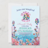 Meerjungfrau 6. Geburtstag unter dem Foto Einladung (Vorderseite)