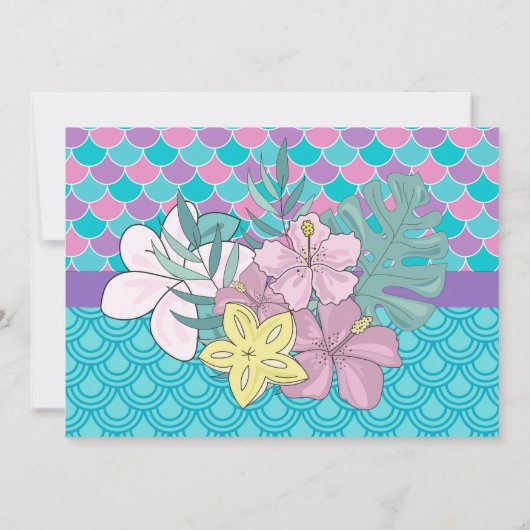 Meerjungfrau 6. Geburtstagsausschreibung Einladung (Rückseite)