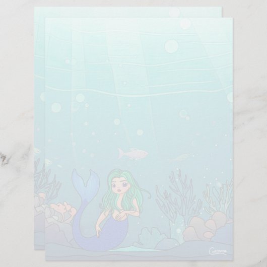 Meerjungfrau - 8.5" x 11" Stationierblech (Vorne/Hinten)