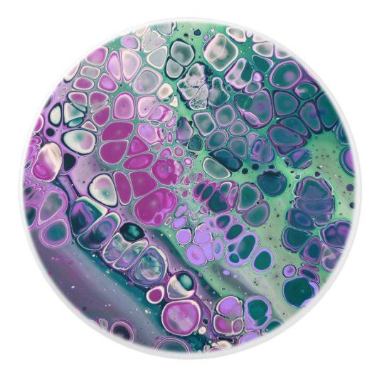 Meerjungfrau Acrylpour, Cool farbig Abstrakt Keramikknauf (Vorderseite)