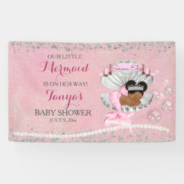 Meerjungfrau Afroamerikanisches Baby Pink Muschel  Banner