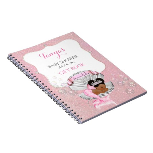 Meerjungfrau Afroamerikanisches Baby Pink Muschel Notizblock (Rechte Seite)