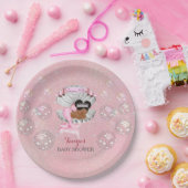 Meerjungfrau Afroamerikanisches Baby Pink Muschel Pappteller (Party)