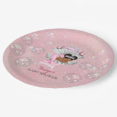 Meerjungfrau Afroamerikanisches Baby Pink Muschel Pappteller (Schrägansicht)