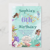Meerjungfrau Age Dark Hair unter dem Meer Geburtst Einladung (Vorderseite)