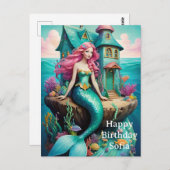 Meerjungfrau Alles Gute zum Geburtstag  Postkarte (Vorne/Hinten)