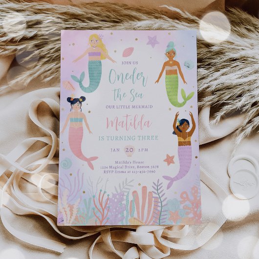 Meerjungfrau am 1. Geburtstag Einladung