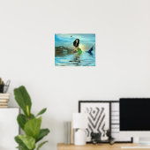 Meerjungfrau am Felsen Poster (Heimbüro)