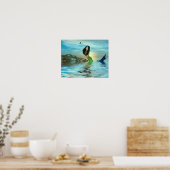 Meerjungfrau am Felsen Poster (Küche)
