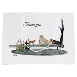 Meerjungfrau am Strand Dock Geschenktasche Große Geschenktüte