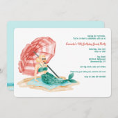 Meerjungfrau am Strand Einladung (Vorne/Hinten)