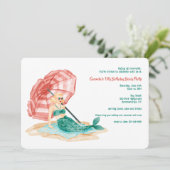 Meerjungfrau am Strand Einladung (Stehend Vorderseite)