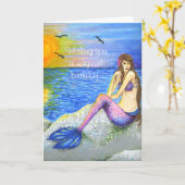 Meerjungfrau am Strand Geburtstag Karte (Gelbe Blume)