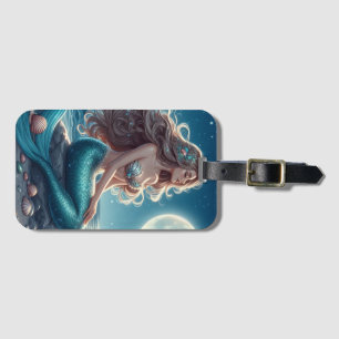 Meerjungfrau am Strand in der Nacht Gepäckanhänger