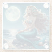 Meerjungfrau am Strand in der Nacht Glasuntersetzer (Rückseite)