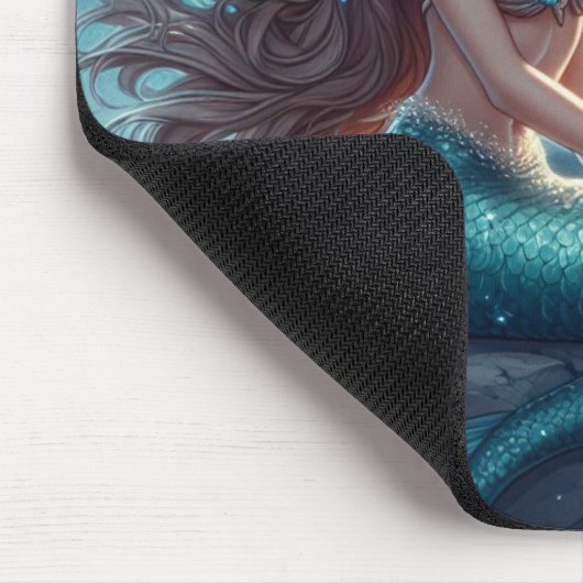 Meerjungfrau am Strand in der Nacht Mousepad (Ecke)