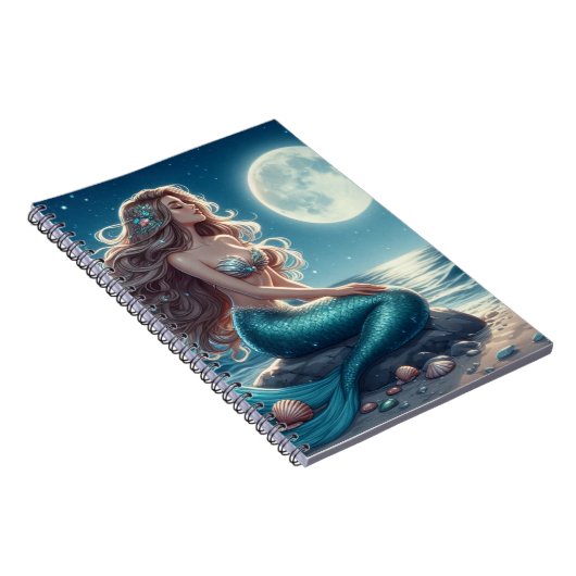 Meerjungfrau am Strand in der Nacht Notizblock (Rechte Seite)