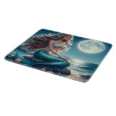 Meerjungfrau am Strand in der Nacht Schneidebrett (Ecke)