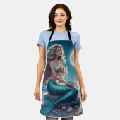 Meerjungfrau am Strand in der Nacht Schürze (Getragen)